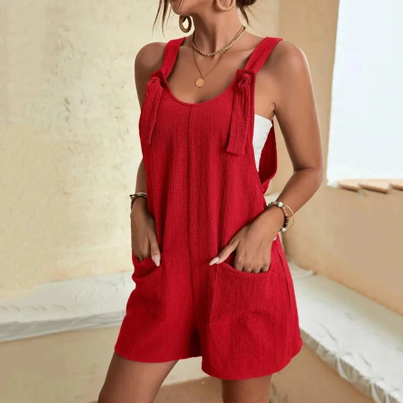 Casual Loose Summer Rompers with Pockets