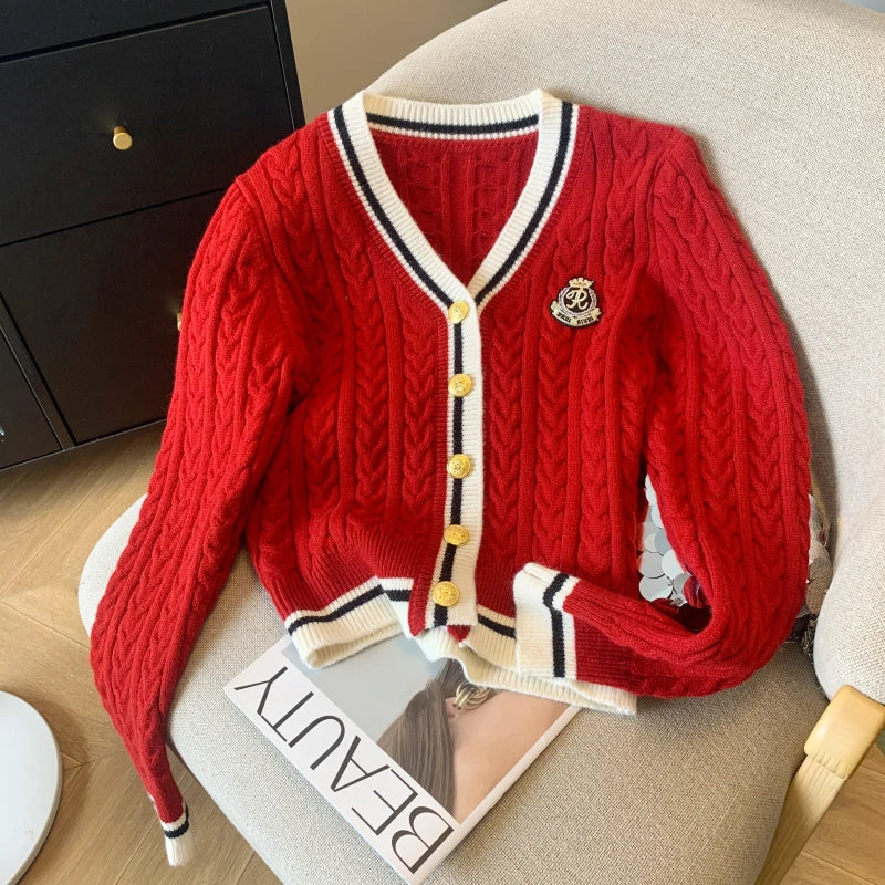 New Autumn V Neck Knitted Pullover Top