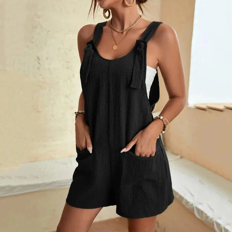Casual Loose Summer Rompers with Pockets