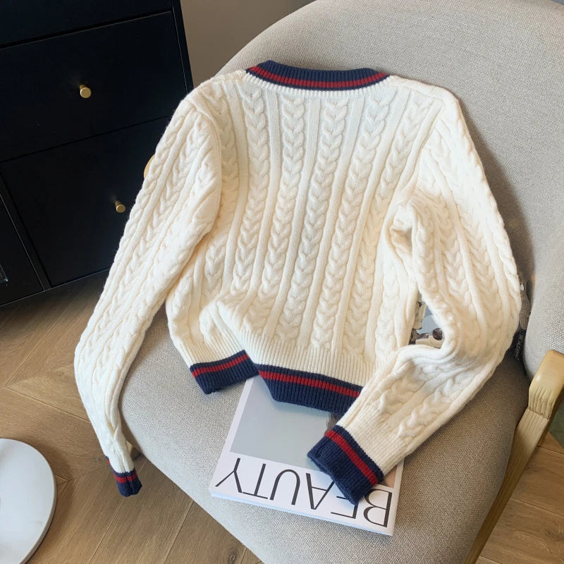 New Autumn V Neck Knitted Pullover Top